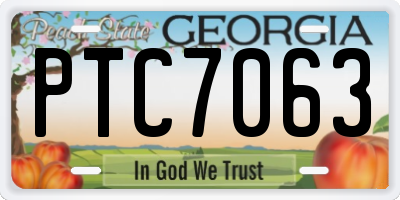 GA license plate PTC7063