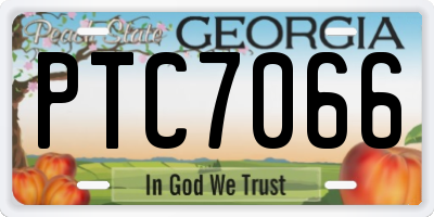 GA license plate PTC7066
