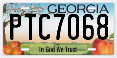 GA license plate PTC7068
