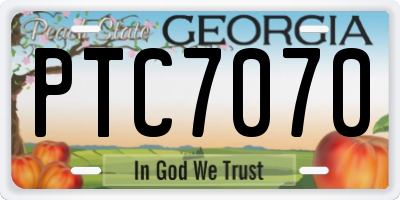 GA license plate PTC7070