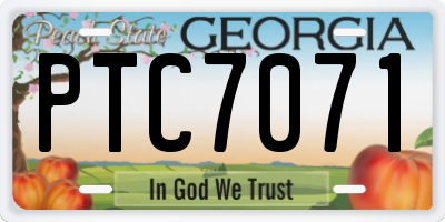 GA license plate PTC7071