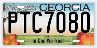 GA license plate PTC7080