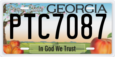 GA license plate PTC7087