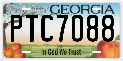 GA license plate PTC7088