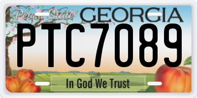 GA license plate PTC7089