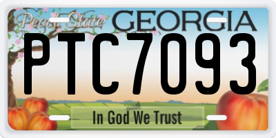 GA license plate PTC7093