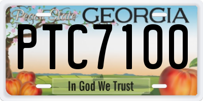 GA license plate PTC7100
