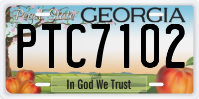 GA license plate PTC7102