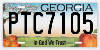 GA license plate PTC7105