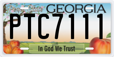 GA license plate PTC7111