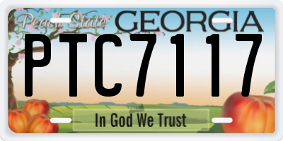 GA license plate PTC7117