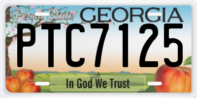 GA license plate PTC7125