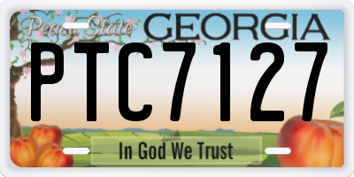 GA license plate PTC7127