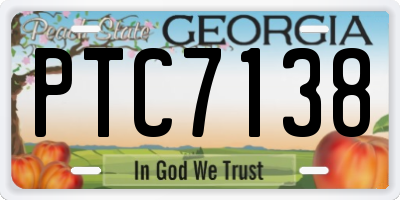 GA license plate PTC7138