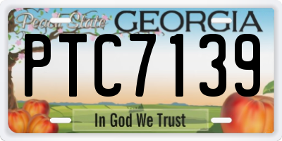 GA license plate PTC7139