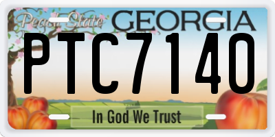 GA license plate PTC7140