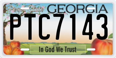 GA license plate PTC7143