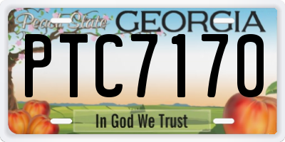 GA license plate PTC7170