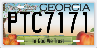 GA license plate PTC7171