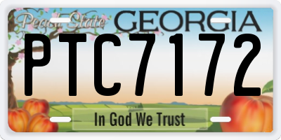 GA license plate PTC7172