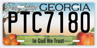 GA license plate PTC7180