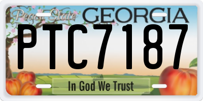 GA license plate PTC7187