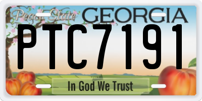 GA license plate PTC7191