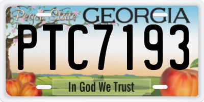 GA license plate PTC7193