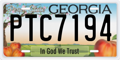 GA license plate PTC7194