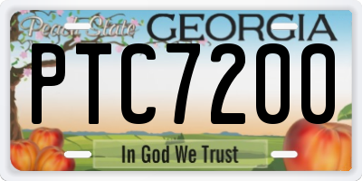 GA license plate PTC7200