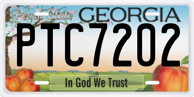 GA license plate PTC7202