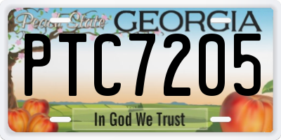 GA license plate PTC7205