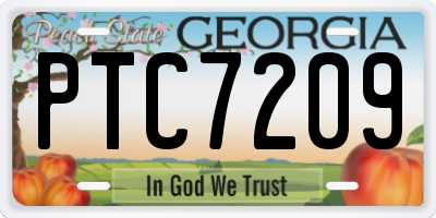 GA license plate PTC7209