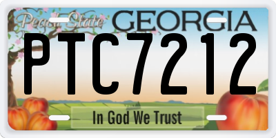 GA license plate PTC7212