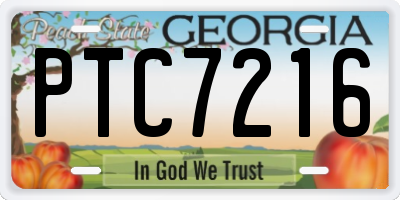 GA license plate PTC7216