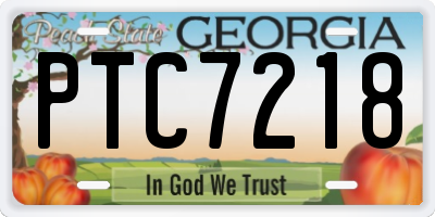 GA license plate PTC7218