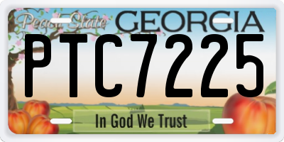 GA license plate PTC7225