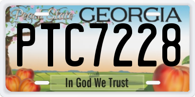 GA license plate PTC7228