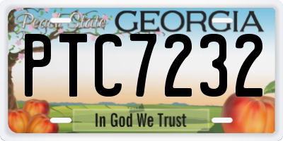 GA license plate PTC7232