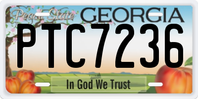 GA license plate PTC7236