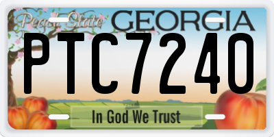 GA license plate PTC7240