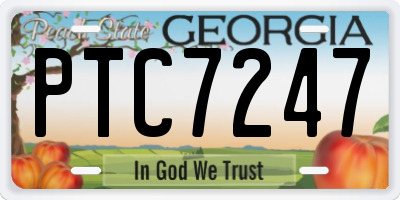 GA license plate PTC7247