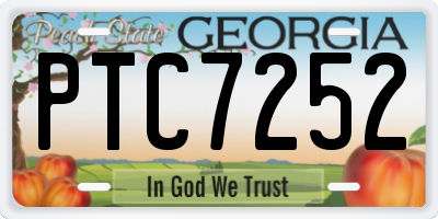 GA license plate PTC7252