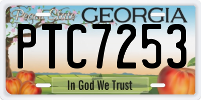 GA license plate PTC7253