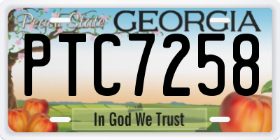 GA license plate PTC7258