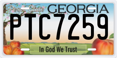 GA license plate PTC7259