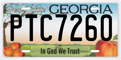 GA license plate PTC7260