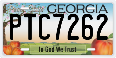 GA license plate PTC7262