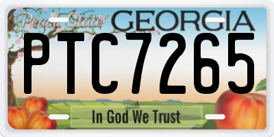 GA license plate PTC7265