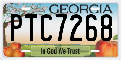 GA license plate PTC7268